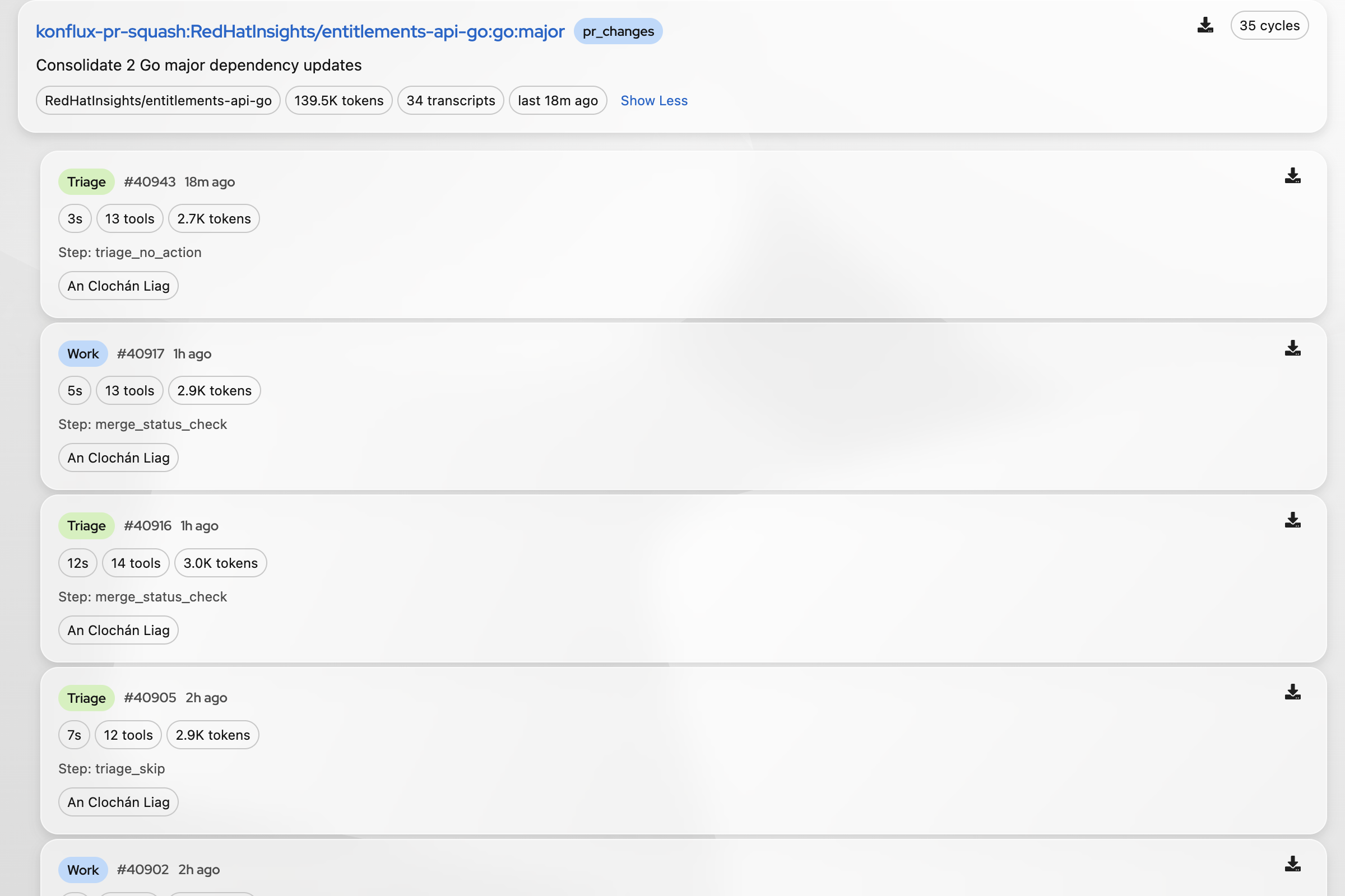 Expanded task group with all-transcripts download